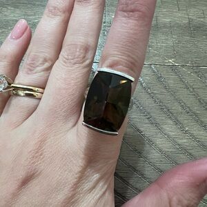 Sterling Silver Ring with Smokey Topaz Stone